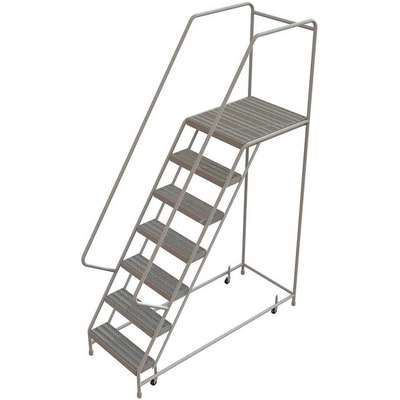 Rolling Ladder,7 Step,Aluminum,