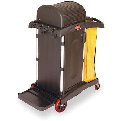 Microfiber Janitor Cart,Black,