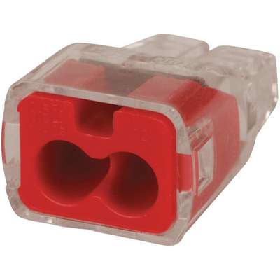 Push-In Connector, 2-Port, Red,