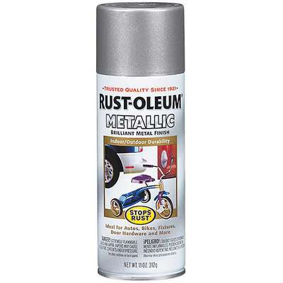 911665-6 Rust-Oleum Stops Rust Metallic Spray Paint Metallic Silver for  Concrete, Masonry, Metal, Wood, 11 oz.