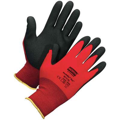 Coated Gloves,M,Black/Red,Pr
