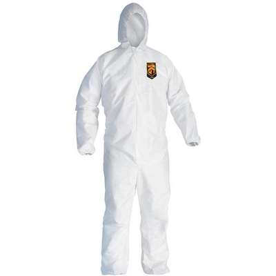 Hooded Disp. Coveralls,White,L,