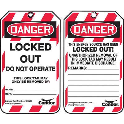 Lockout Tag,3-1/4 In.W,3/8in.