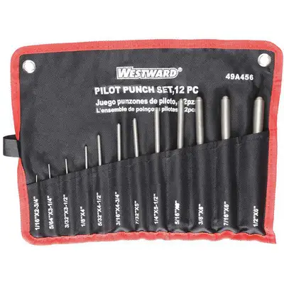 Alloy Steel Roll Pin Punch Set; Number of Pieces: 12
