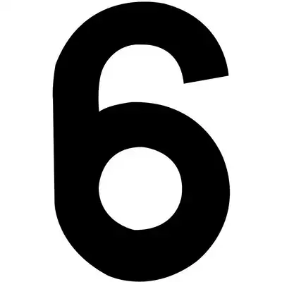 Decal Number "6" 5" Black Psa