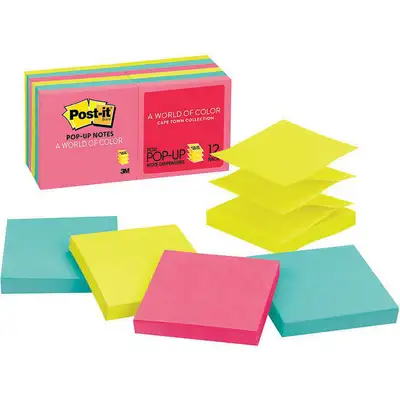918491-2 Post-It Sticky Notes: Assorted Bright, Standard, 100 Sheets per  Pad, 12 Pads per Pack, 3 in x 3 in, 12 PK