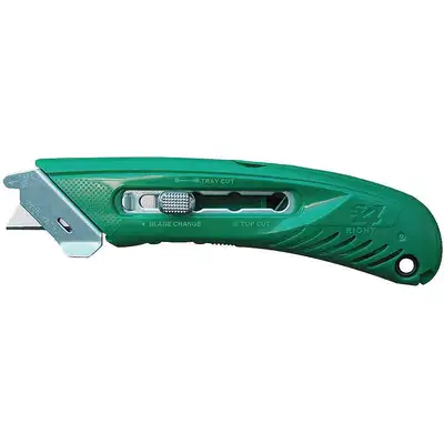Full Size Retractable Box Cutter, Plastic Handle, Green, 6/Box