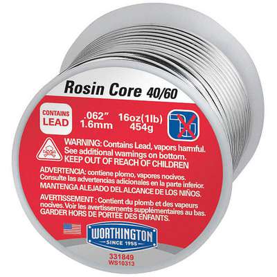 Rosin Core Solder,Dia 0.062 In,