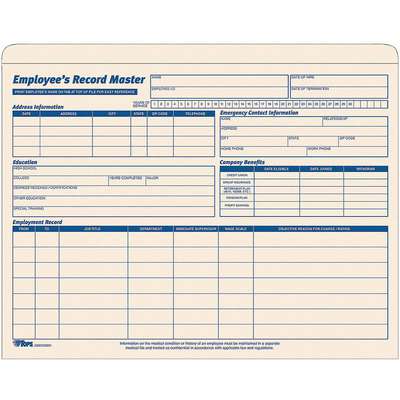 Employee Record File Jacket,