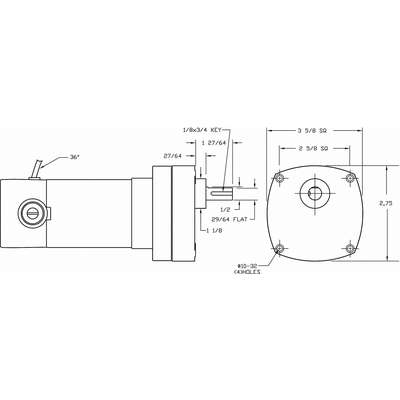 919385-5 Dayton DC Gearmotor 90 VDC, Nameplate RPM: 37, Max