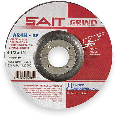 Grinding Wheel,4.5"X1/4 TYPE27