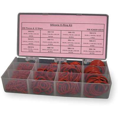 O-Ring Asst,Silicone,200 Pcs,