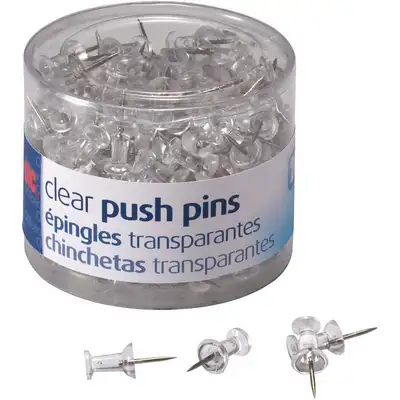 Push Pins,1/2in,Clear,PK6