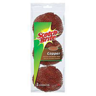 Scouring Pad,Copper Coated,PK3
