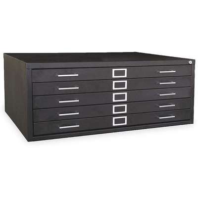 925977-8 46-45/64 x 35-13/32 x 16-7/64 5 Drawer, Medium Flat File Cabinet,  Black