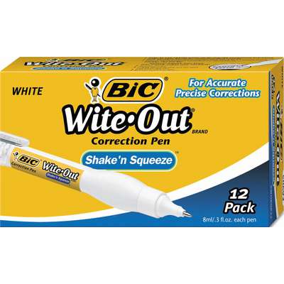 Wite- Out Shake 'n Squeeze Correction Pen, 8 mL, White - Correction Liquid