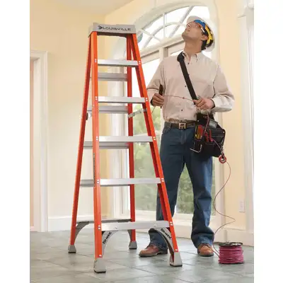 Louisville Ladder 8-Foot Fiberglass Cross Step Ladder - 300 lbs Capacity