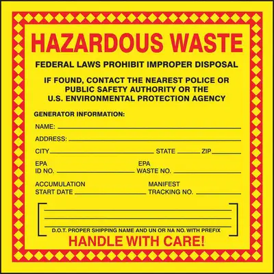 Hazardous Waste Labels,Vinyl,