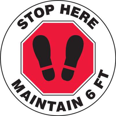 Stop Here Maint 6FT 12" Rnd
