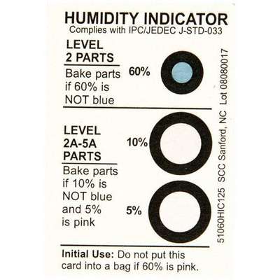Humidity Indicator,3 x 2 In.