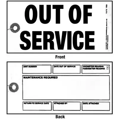 Out Of Service Tag-Tyvek, Wht