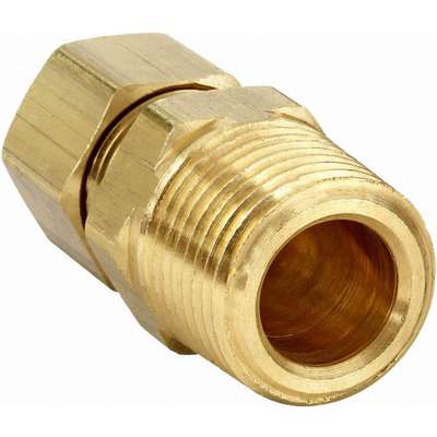 Male Connector, Compression Fitting, Brass, 3/8 x 3/8