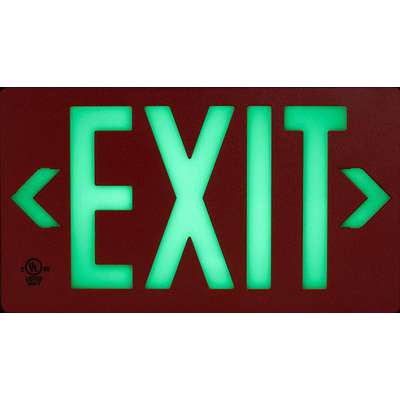 927517-7 Exit Sign: Plastic, Mounting Holes Sign Mounting, 8 3/4