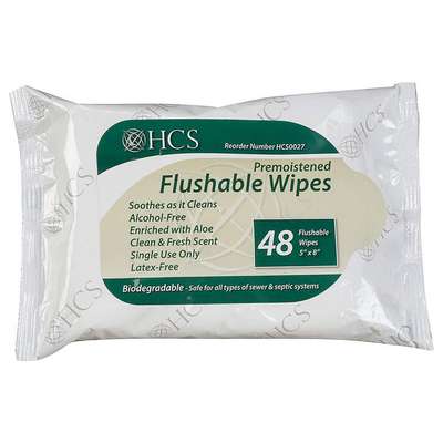 Flushable Wipes,9" x 13",