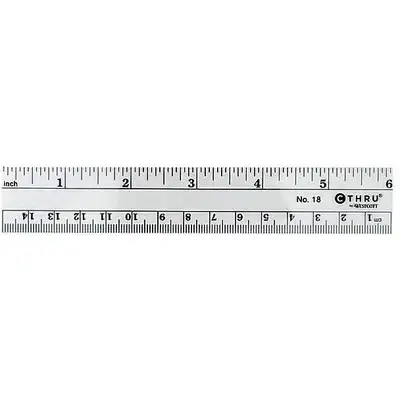 Ruler,Plastic,Lined,16ths,6in,