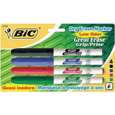 Dry Erase Marker,Blk,Blu,Grn,