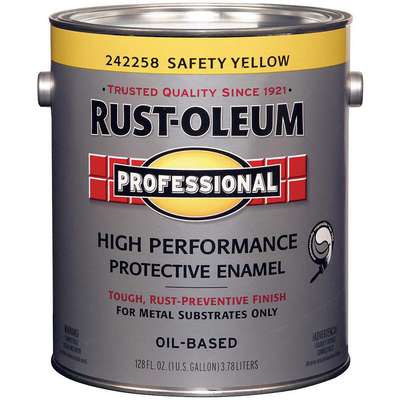 Rust-Oleum Interior/Exterior Paint: For Metal/Steel, Safety Yellow, 1 gal  Size, Oil, Less Than 100g/L, Gloss