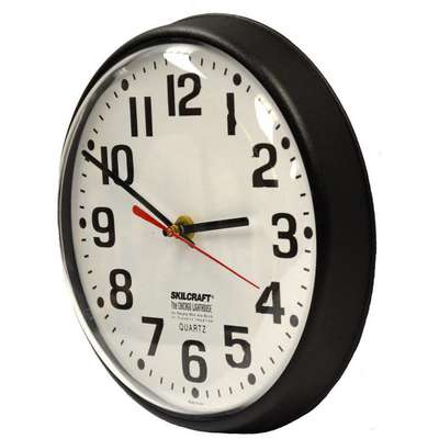 912232-9 Ability One Wall Clock: Manual, Arabic, Round, 9 1/4 in