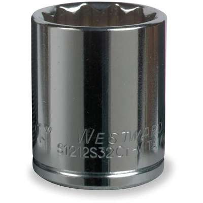 1/2 Imperial SAE Socket 1/2 Drive 12 Point 36mm Length Chrome Vanadium Steel 