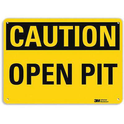 Safety Sign,Open Pit,Black/