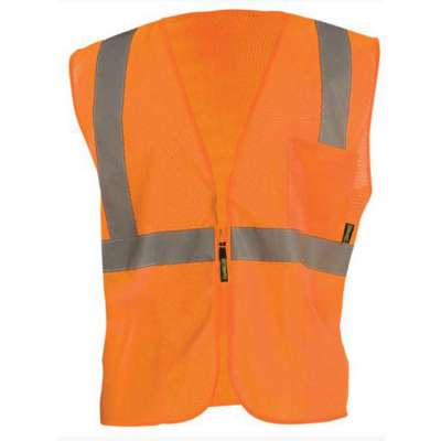 CL2 Orange Vest,Zip,Mesh, 2X