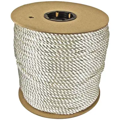 916330 Rope: 3/8 in Rope Dia, White, 600 ft Rope Lg, 379 lb Working Load  Limit, Twisted, All Purpose