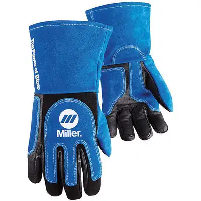 922285-5 Miller Electric Welding Gloves, Gauntlet Cuff, L, 13 Glove  Length, Cowhide Leather Palm Material