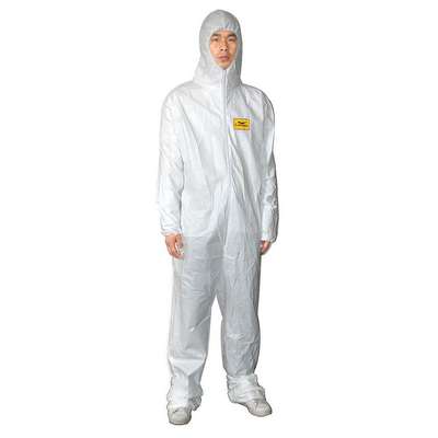 Hooded Coverall,Elastic,White,