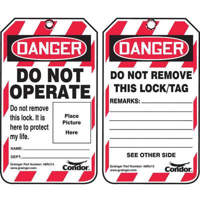Lockout Tag,5-3/4in.H,3/8in.