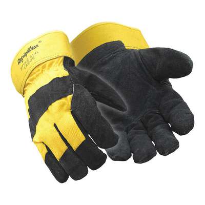 Leather Gloves,Black/Tan,L,Pr