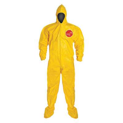 Hooded Coverall w/Socks,Yellow,