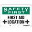 First Aid Sign,10"Wx7"H